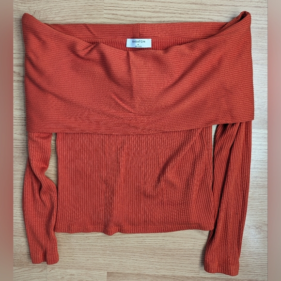 Babaton Tops - Aritzia Babaton | Scala Off the Shoulder Long Sleeve Ribbed Jersey Top, Size M